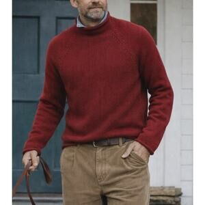 Vintage J CREW Roll Neck Sweater Fisherman 2XL Red Oarsman Cotton